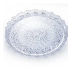 Clear round plastic dessert plate, size 300, weight 85