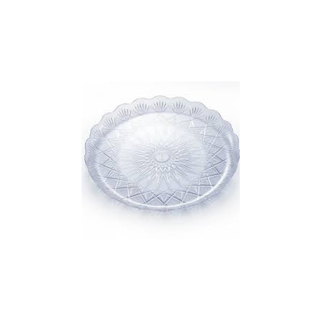 Clear round plastic dessert plate, size 240, weight 150