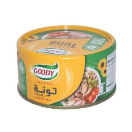 تونة قودي خفيف بزيت دوار الشمس 90 جم شد 48