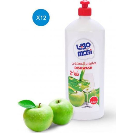 Mobi Apple Dishwashing Liquid, 1 Liter (Pack of 12)