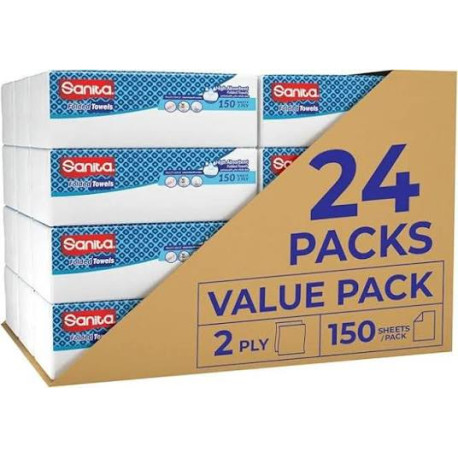 Sanita Paper Towels – 150 Sheets (Pack of 24)