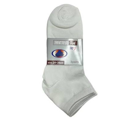 White quarter-length socks, size 26x24 cm, 3x4 pack.