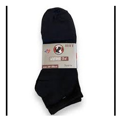 Black quarter-length socks, size 26x24 cm, pack of 3x4.