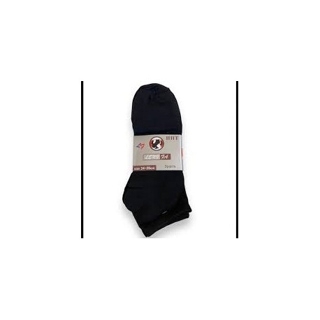 Black quarter-length socks, size 26x24 cm, pack of 3x4.