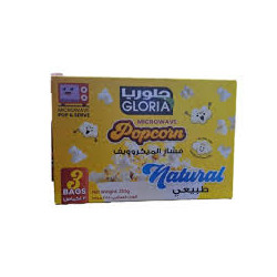 Gloria Natural Microwave Popcorn, 255g (Pack of 3 Bags)