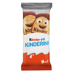 Kinder Rini plain sweetened biscuits decorated with milk and cocoa, 25g – Pack of 24.